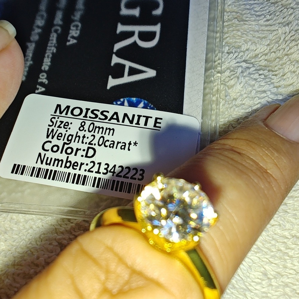 Solitaire Ring 2.0ct Moissanite D Color Gold Over Sterling Silver Adjustable